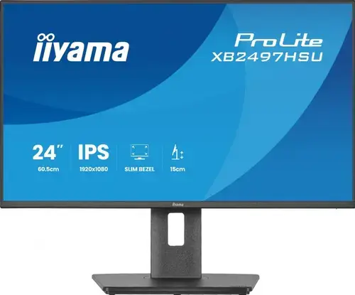 Monitor IPS LED Iiyama 23.8inch XB2497HSU-B1, Full HD (1920 x 1080), HDMI, DiplayPort, Boxe, Pivot, 120 Hz, 4 ms (Negru)