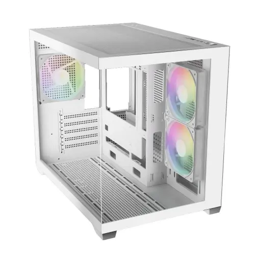 Carcasa Gamdias Aura GC10M V2, iluminare aRGB, Mini Tower, Fara sursa (Alb)