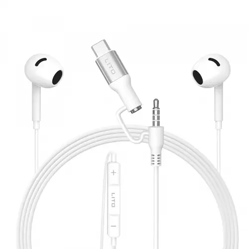 Casti Stereo Lito LF03, 3.5mm / USB-C, Alb