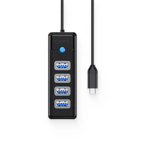 HUB USB Orico PW4U-C3, 4x USB 3.0 Type-A (Negru)