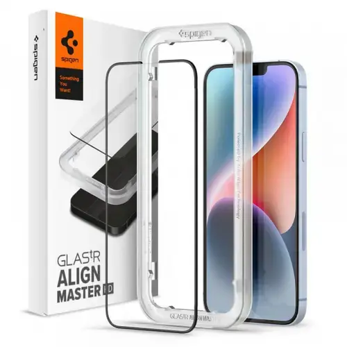 Folie de protectie Ecran Spigen GlastR Align Master pentru Apple iPhone 16e / 14 / 13 Pro / 13, Sticla Securizata, Full Glue
