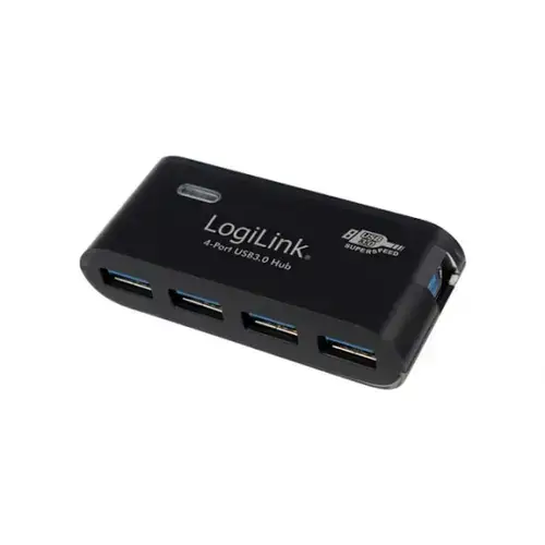 Hub cu 4 porturi Logilink USB 3.0, Negru