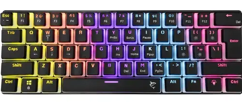 Tastatura Mecanica Gaming cu fir White Shark ASHIKO v2, BLUE Switch, Tip Compact Carry-On, Full Anti-Ghosting, Taste Iluminate Rainbow LED, Cablu 1.5m (Negru)