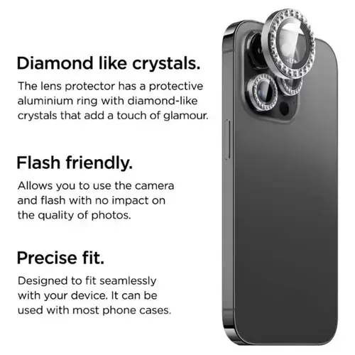 Folie Sticla La Lumiere Camera Diamond Lens pentru Apple iPhone 14 Pro / 14 Pro Max (Argintiu)