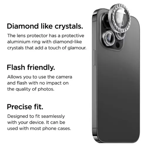 Folie Sticla La Lumiere Camera Diamond Lens pentru Apple iPhone 14 Pro / 14 Pro Max (Argintiu)