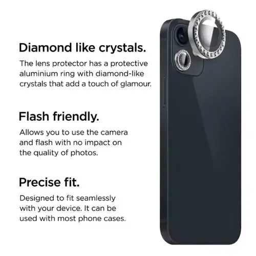 Folie Sticla La Lumiere Camera Diamond Lens pentru Apple iPhone 14 / 14 Plus (Argintiu)