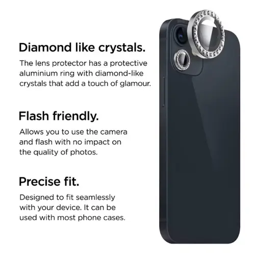 Folie Sticla La Lumiere Camera Diamond Lens pentru Apple iPhone 14 / 14 Plus (Argintiu)
