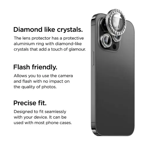 Folie Sticla Camera La Lumiere Diamond Lens pentru Apple iPhone 16 Pro / 16 Pro Max (Argintiu)