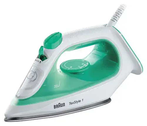 Fier de calcat Braun TexStyle 1 SI 1040 GR, 2000 W, Talpa ceramica, Rezervor 0.22 l, Debit de abur 25 g/min, Jet de abur 120 g/min (Verde)