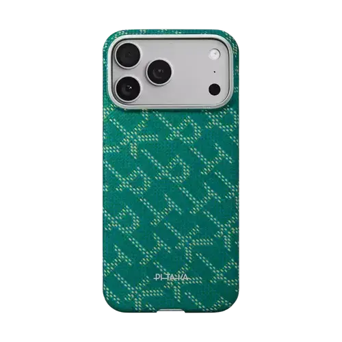 Husa Protectie Spate Pitaka pentru iPhone 17 Pro, Ultra-Slim, PitaTap™ (Auriu/Verde)
