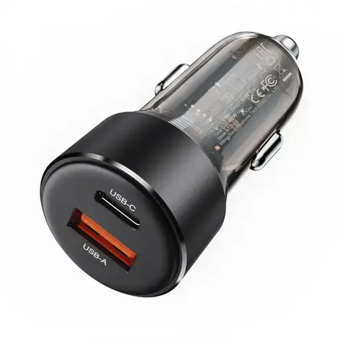 Incarcator Auto Acefast B12, 60W, 3A, 1 x USB-A - 1 x USB-C (Negru)