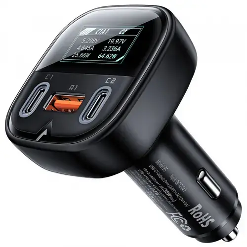 Incarcator Auto Acefast B5 Display, 101W, 5A, 1 x USB-A - 2 x USB-C (Negru)