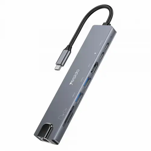 Hub USB-C Yesido HB27, 8in1,  (Gri)