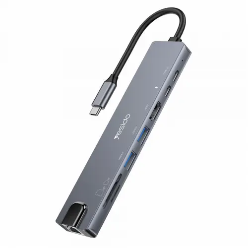 Hub USB-C Yesido HB27, 8in1,  (Gri)
