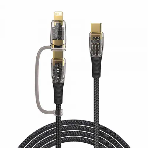 Cablu Date/Incarcare Lito LD12, USB-C - Lightning/USB-C, 60W, 1.2m (Negru)