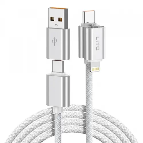 Cablu Date/Incarcare Lito LD21, USB-C/USB-A - USB-C/Lightning, 100W, 1m