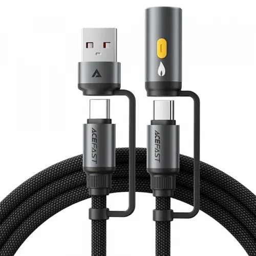 Cablu Date si Incarcare USB-C / USB-A - USB-C / Bricheta Acefast J6, 60W, 1.2m (Negru)