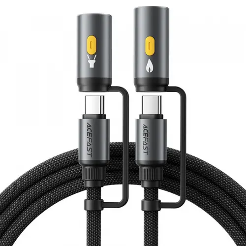 Cablu de Date si Incarcare USB-C / Lanterna - USB-C / Bricheta Acefast J4, 60W, 1.2m (Negru)