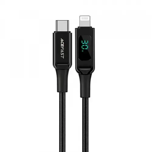 Cablu De Date si Incarcare USB-C - Lightning Acefast C6-01 Display, 20W, 1.2m (Negru)