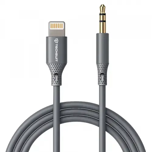 Cablu Audio Techsuit AC5 SoundFlex, Lightning - 3.5mm, 1m (Gri)