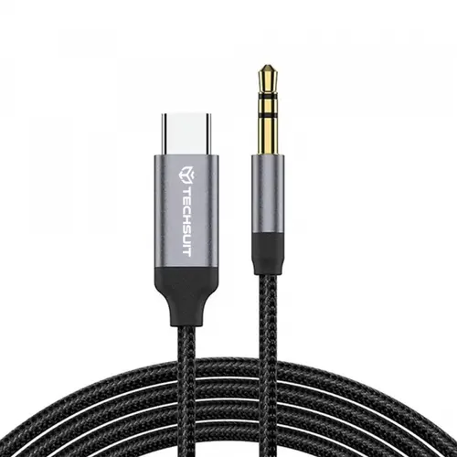 Cablu Audio Techsuit AC11 FuseXound, USB-C - 3.5mm, 0.5m (Gri)