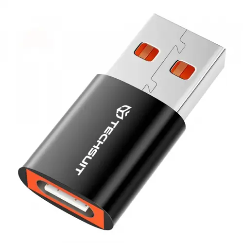 Adaptor Date/Incarcare Techsuit A5 HyperPort, USB-C - USB-A (Negru/Portocaliu)