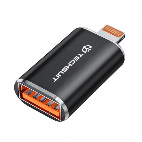 Adaptor Techsuit A6 HyperPort, Lightning - USB-A (Negru/Portocaliu)