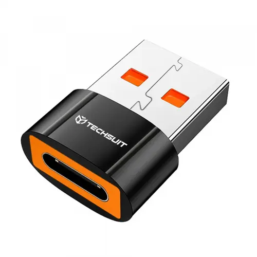 Adaptor Date/Incarcare Techsuit A7 HyperPort, USB-C - USB-A (Negru/Portocaliu)