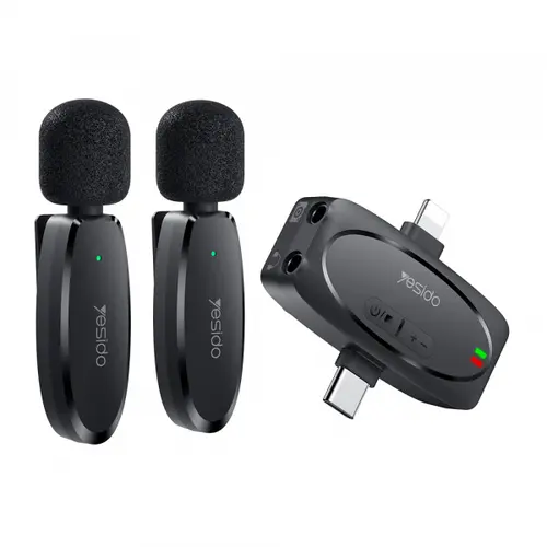 Lavaliera Yesido KR15, USB-C / Lightning, Set 2 bucati (Negru)