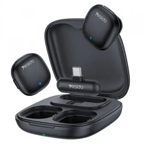 Lavaliera Yesido KR21, USB-C, Set 2 bucati (Negru)