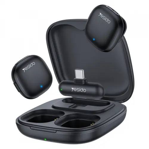 Lavaliera Yesido KR21, USB-C, Set 2 bucati (Negru)