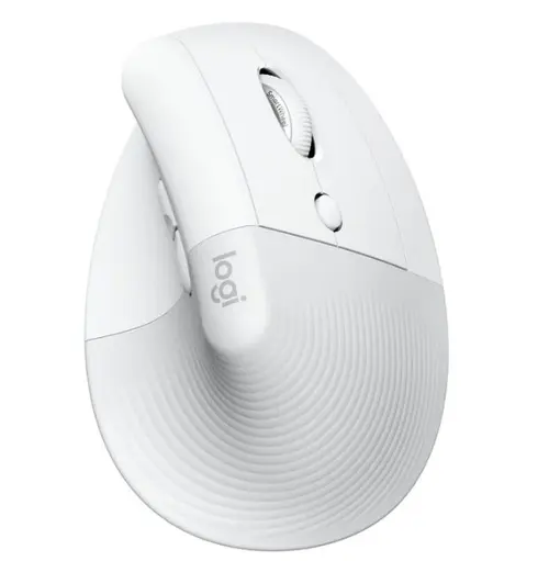 Mouse Wireless Logitech Lift Right Vertical Ergonomic, Bluetooth, 4000 DPI, recomandat pentru mana dreapta (Alb)