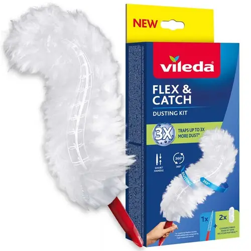 Pamatuf de praf Vileda + 2 rezerve Flex&Catch (Alb/Rosu)