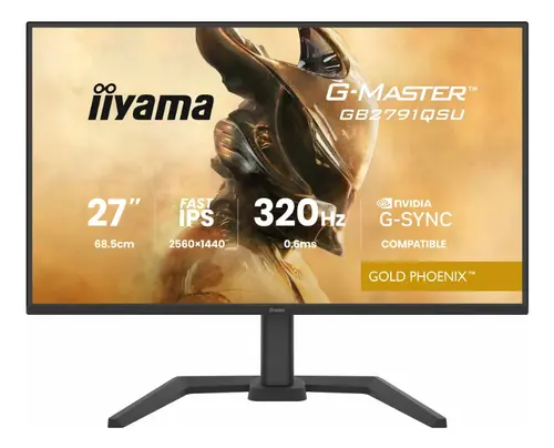 Monitor Gaming Fast IPS LED Iiyama 27inch GB2791QSU-B1, QHD (2560 x 1440), HDMI, DisplayPort, Boxe, Pivot, 320 Hz, 0.6 ms (Negru)
