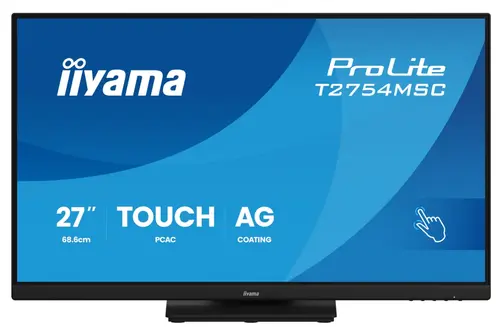 Monitor IPS LED Iiyama 27inch T2754MSC-B2AG, Full HD (1920 x 1080), VGA, HDMI, Touchscreen, Boxe (Negru)