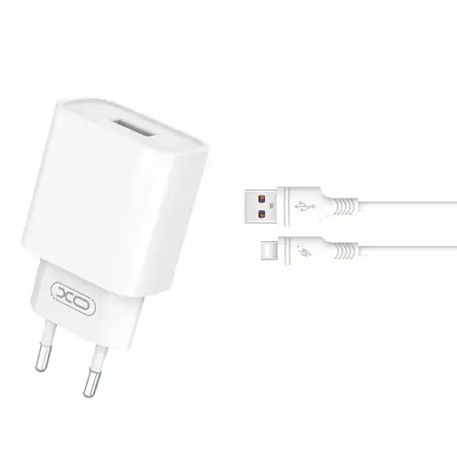 Incarcator Retea Cu Cablu USB-C XO Design CE02D, 18W, 3A, 1 x USB-A (Alb)