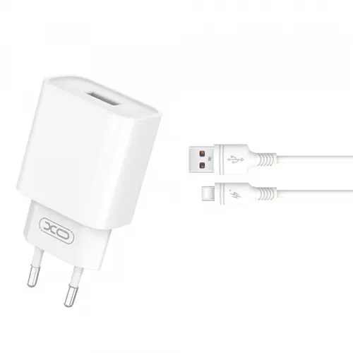 Incarcator Retea Cu Cablu USB-C XO Design CE02D, 18W, 3A, 1 x USB-A (Alb)