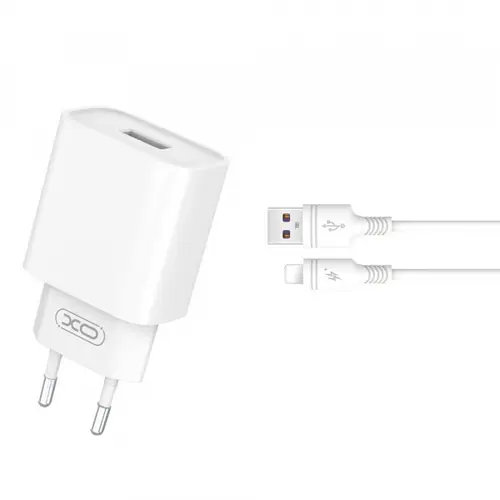 Incarcator Retea Cu Cablu Lightning XO Design CE02D, 18W, 3A, 1 x USB-A (Alb)