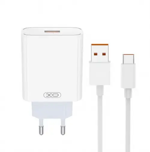 Incarcator Retea Cu Cablu USB-C XO Design L164, 30W, 1 x USB-A (Alb)