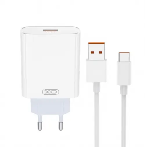 Incarcator Retea Cu Cablu USB-C XO Design L164, 30W, 1 x USB-A (Alb)