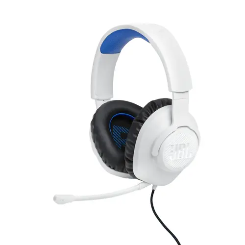 Casti Gaming JBL Quantum 100P, Microfon detasabil, Jack 3.5mm, 1.2m (Alb/Albastru)