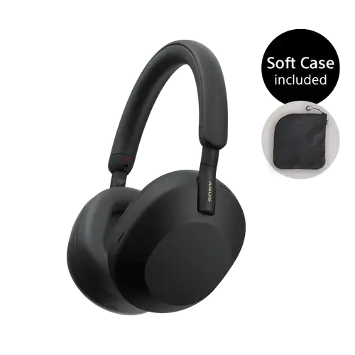 Casti Stereo Wireless Over Ear Sony WH1000XM5SAB, Noise Cancelling, Bluetooth, Senzor Touch Volum (Negru)