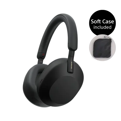 Casti Stereo Wireless Over Ear Sony WH1000XM5SAB, Noise Cancelling, Bluetooth, Senzor Touch Volum (Negru)