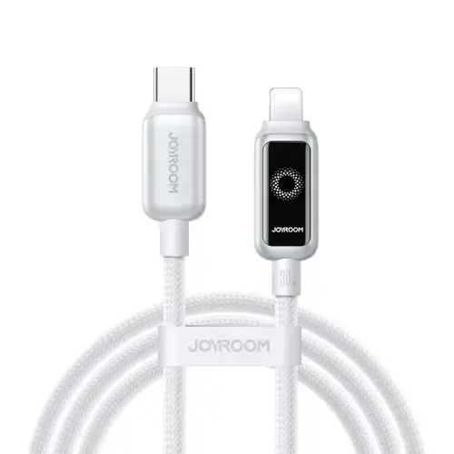 Cablu Date/Incarcare Joyroom S-A55 StarFlight Display, USB-C - Lightning, 30W, 1.2m (Alb)