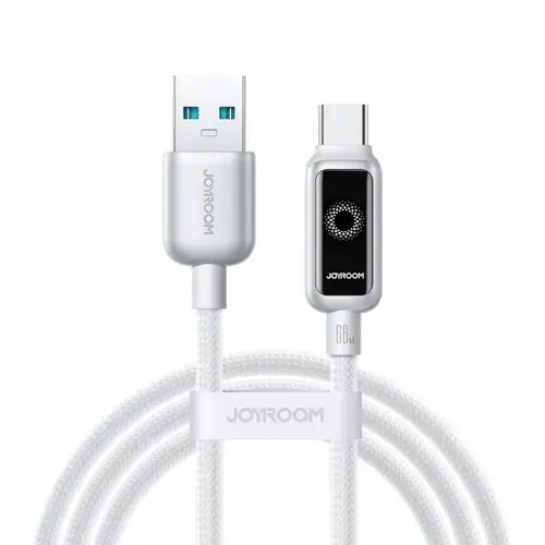 Cablu Date/Incarcare Joyroom S-A55 StarFlight Display, USB-A - USB-C, 66W, 1.2m (Alb)