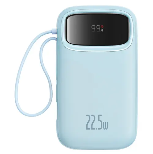 Baterie externa Baseus Qpow2 P10055002313-00, Baseus Qpow Pro+, 20000mAh, 22.5W, QC + PD, 1 x Lightning - 1 x USB-A - 2 x USB-C (Albastru)