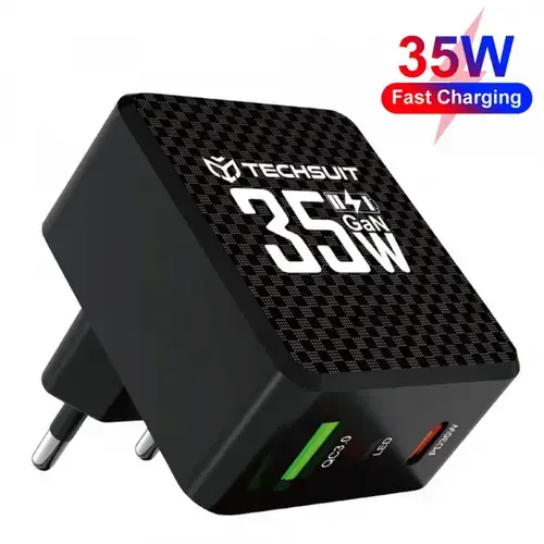 Incarcator Retea Techsuit CHPD173 Tiny, 35W, 3A, 1 x USB-A - 1 x USB-C (Negru)