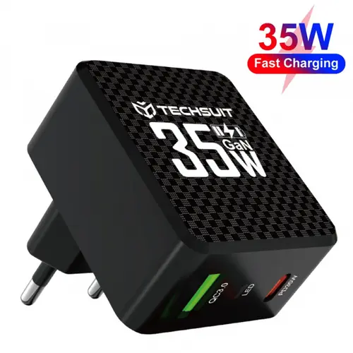 Incarcator Retea Techsuit CHPD173 Tiny, 35W, 3A, 1 x USB-A - 1 x USB-C (Negru)