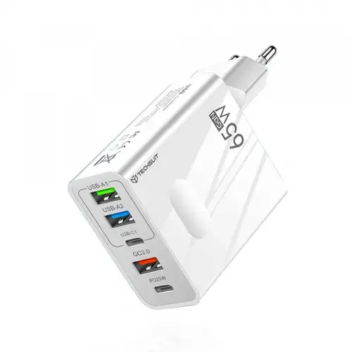 Incarcator Retea Techsuit CHC1 PentaXPower, 25W, 3A, 3 x USB-A - 2 x USB-C (Alb)