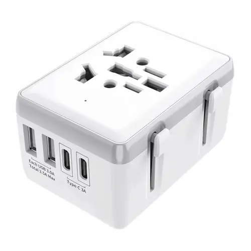 Incarcator Retea Techsuit HHt204A Travel, 15W, 3A, 2 x USB-A - 2 x USB-C (Alb)